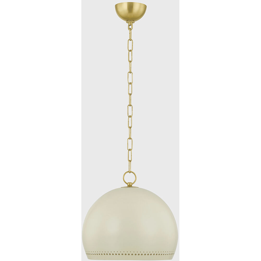 Etna 1 Light 13.5 inch Aged Brass/Soft Cream Pendant Ceiling Light